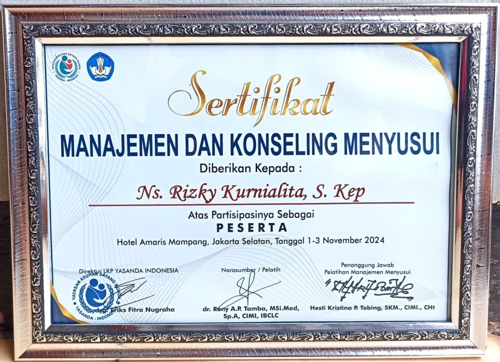 Sertifikat Konselor Menyusui Ns. Rizky